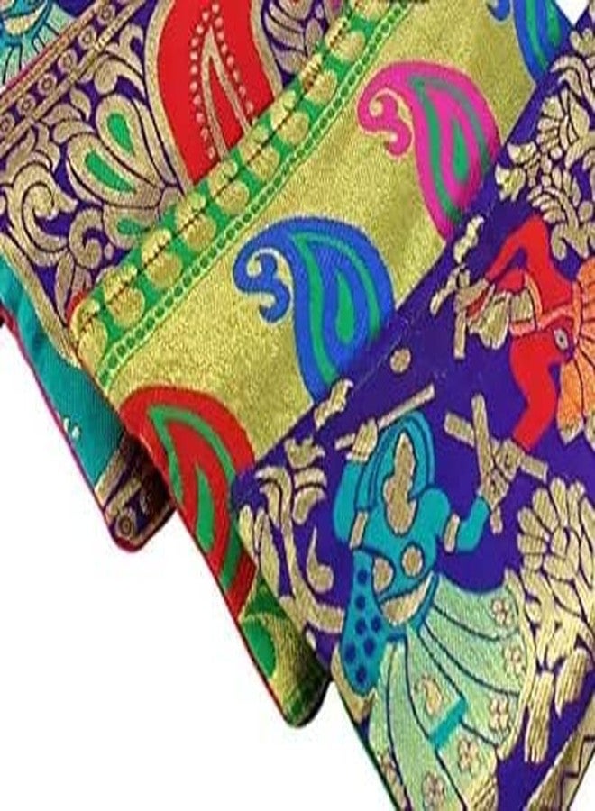 SWAMI- Women's Brocade HAND PURSE WITH GOLDEN Floral work FOR GIRLS AND WOMEN,for wedding,party or any ceremony. - Image 3